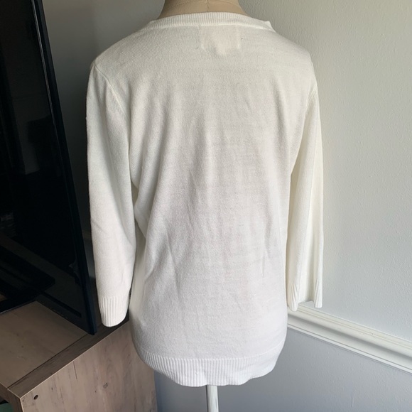 Debbie Morgan White V Neck Sweater Medium - Picture 4 of 5